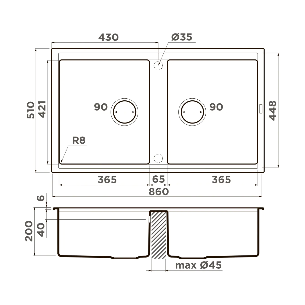 Мойка для кухни Omoikiri Kitagawa 86-2 — wg
