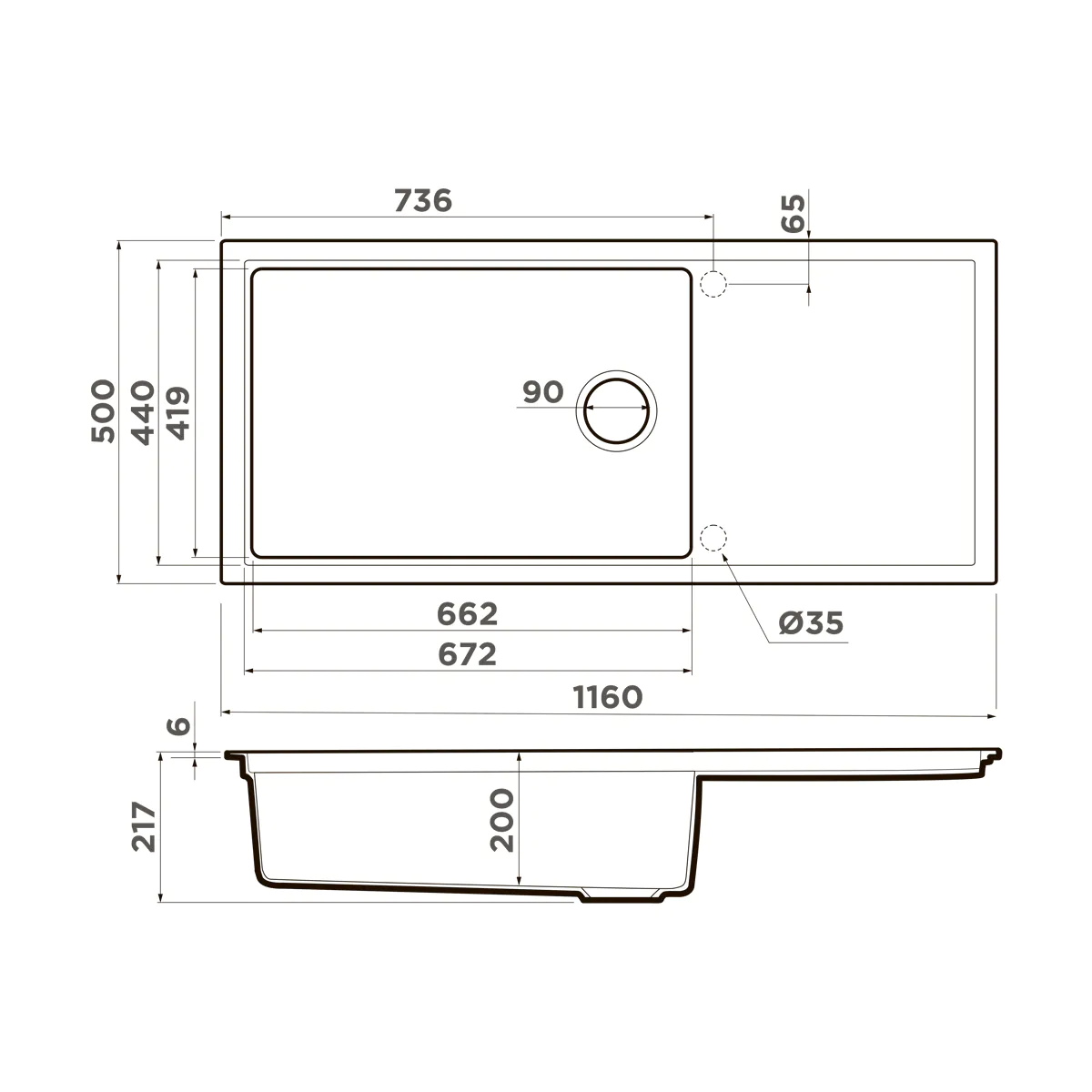 Мойка для кухни Omoikiri Sintesi 116 — gb