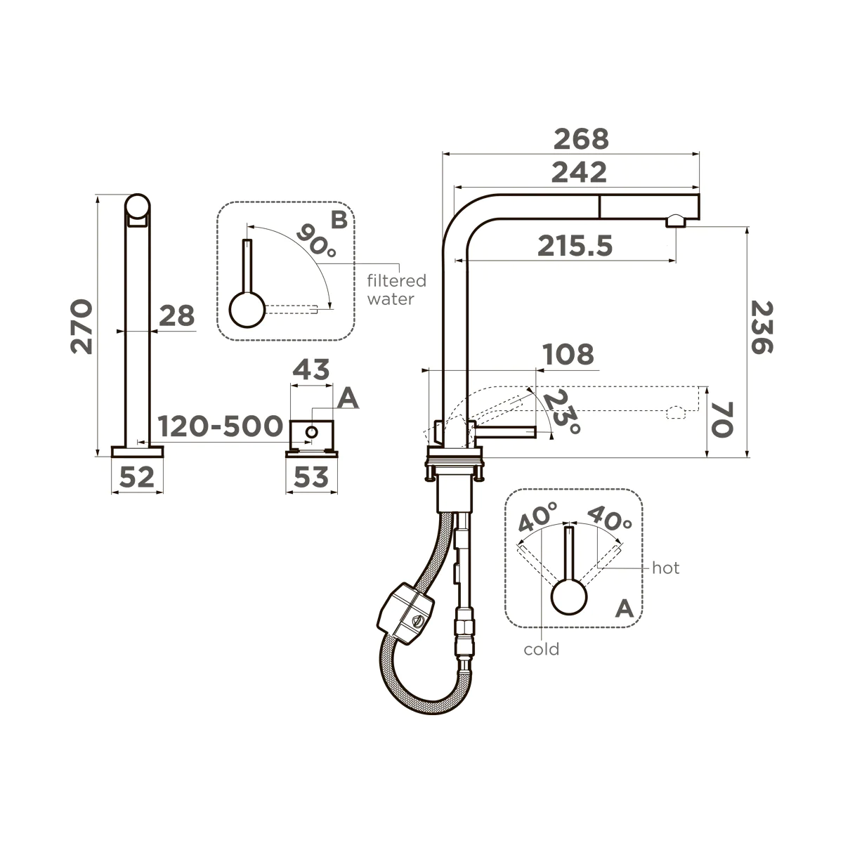 Смеситель для кухни Omoikiri Nara 2 Plus-S — нерж. сталь
