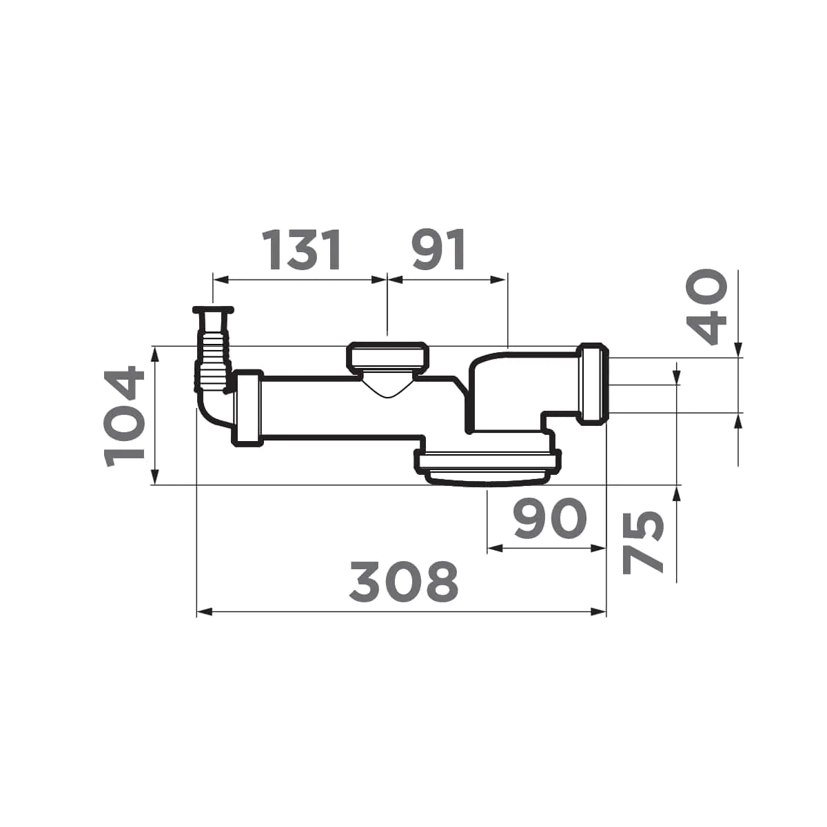 Плоский сифон Omoikiri S-01 — grey