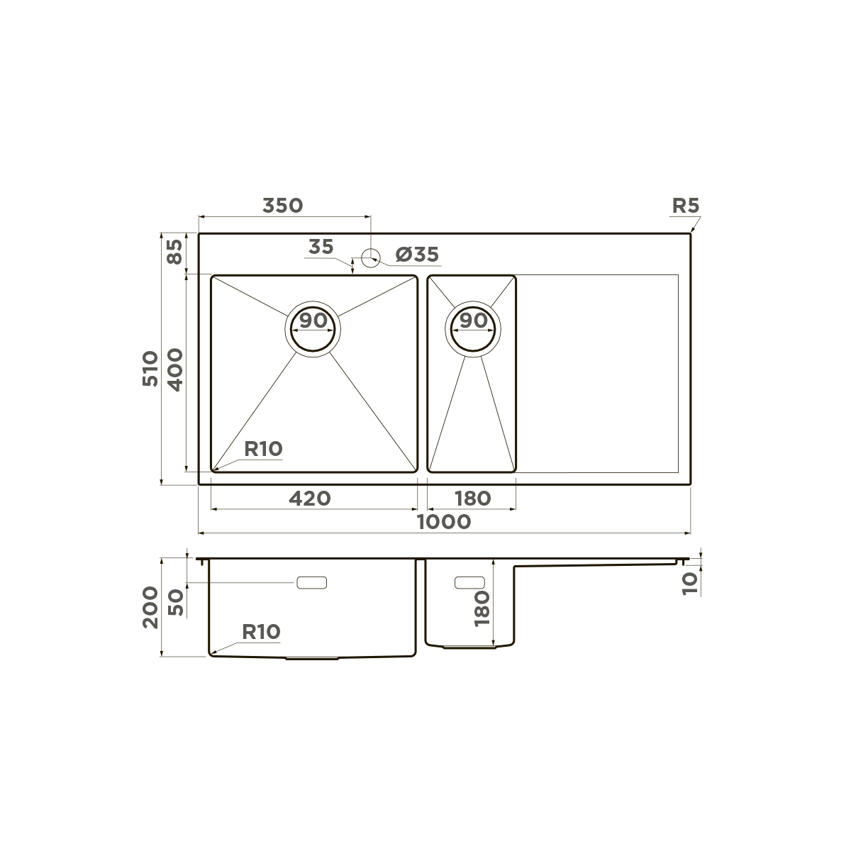 Мойка для кухни Omoikiri Akisame 100-2-L — lg