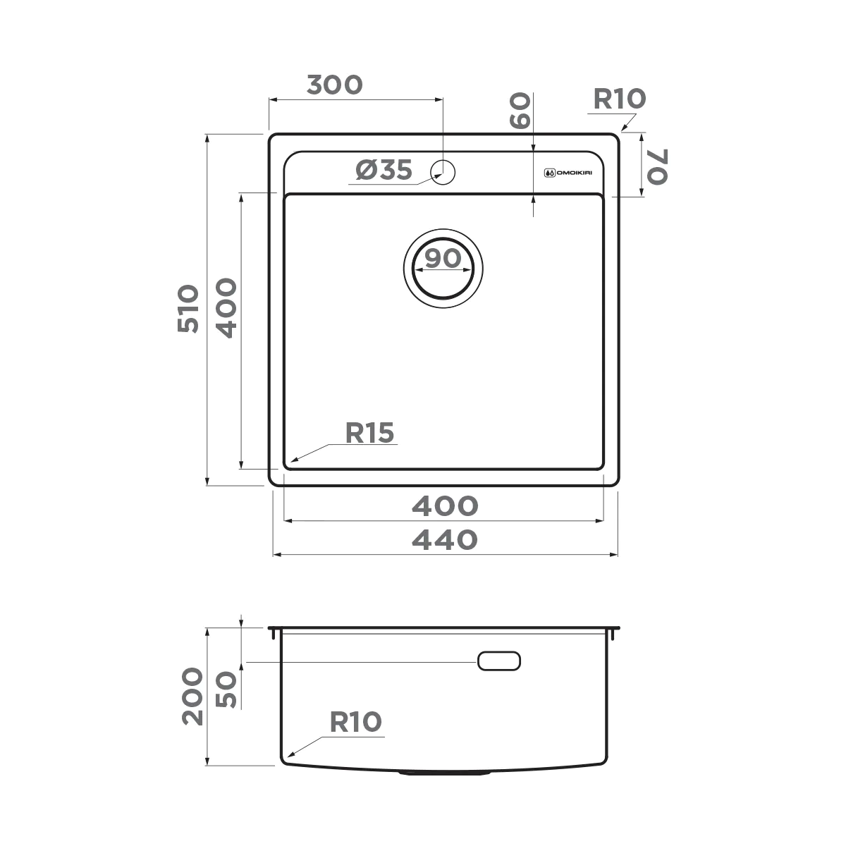 Мойка для кухни Omoikiri Daisen 44 — in
