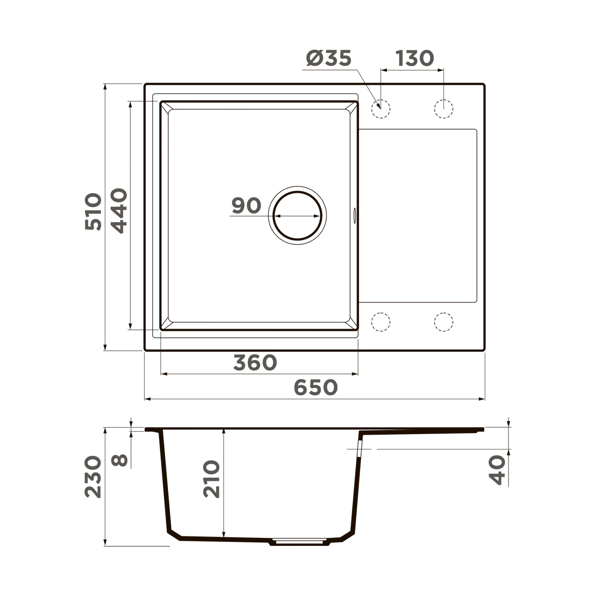 Мойка для кухни Omoikiri Daisen 65T — be