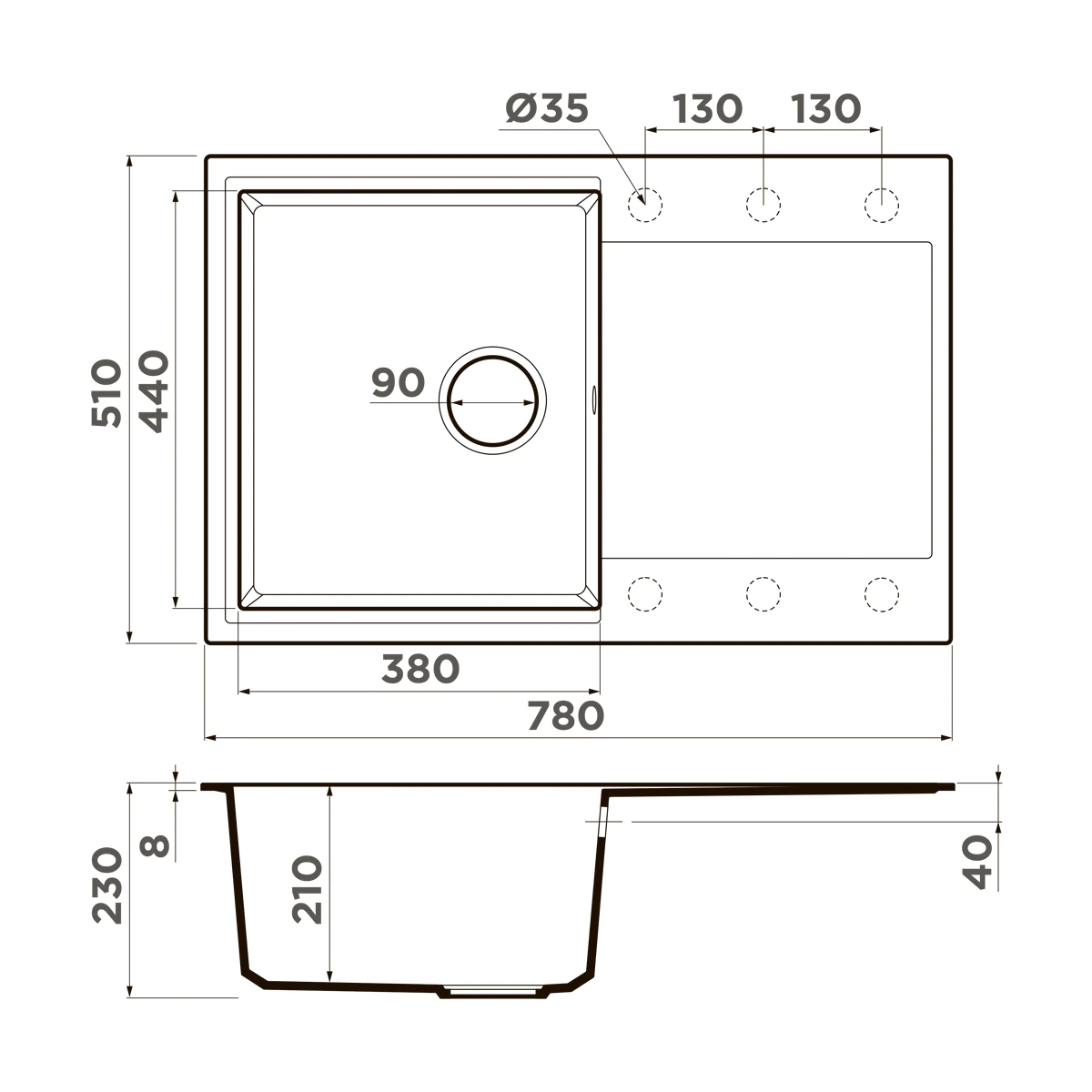 Мойка для кухни Omoikiri Daisen 78T — gr