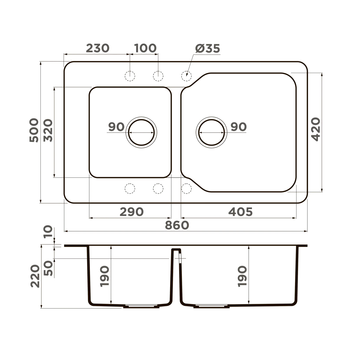Мойка для кухни Omoikiri Maru 86-2 — ch