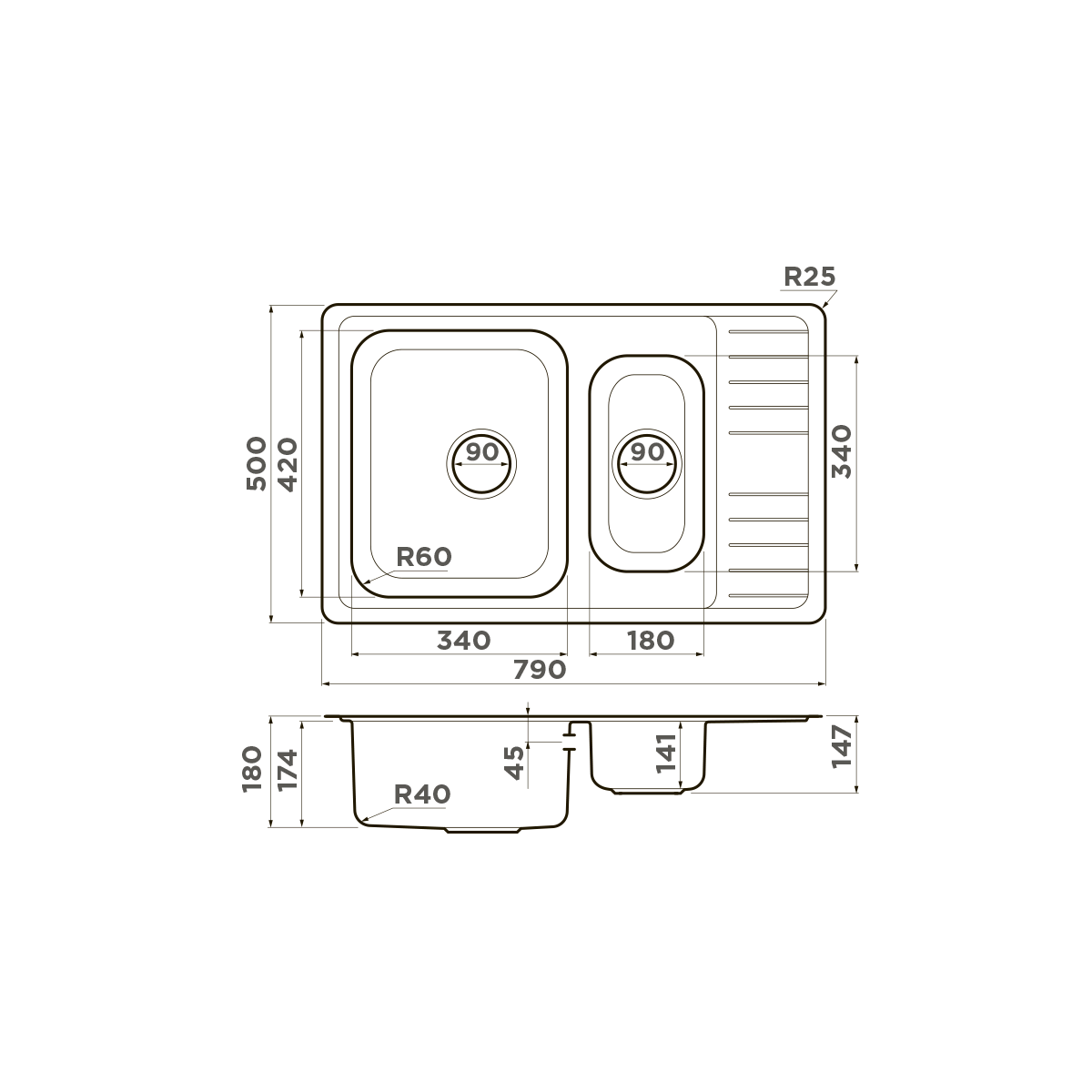 Мойка для кухни Omoikiri Sagami 79-2 — in