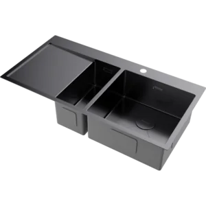 Мойка для кухни Omoikiri Akisame 100-2-R - вороненая сталь
